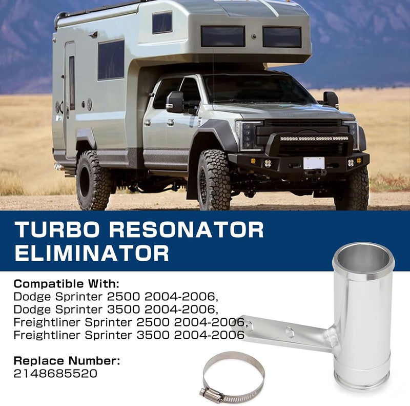 BHB Store Aluminum Turbo Resonator Eliminator Upgrade Fix Repair Compatible with Dodge Freightliner Sprinter 2500 3500 2004-2006 Replace # 2148685520 - Image 2